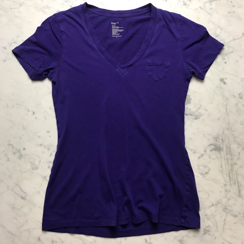 Gap Factory Purple V Neck Short Sleeve T Shirt XS